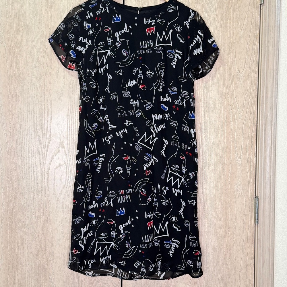 IKKS  Women Black Graffiti  Positive Vibes Print Dress